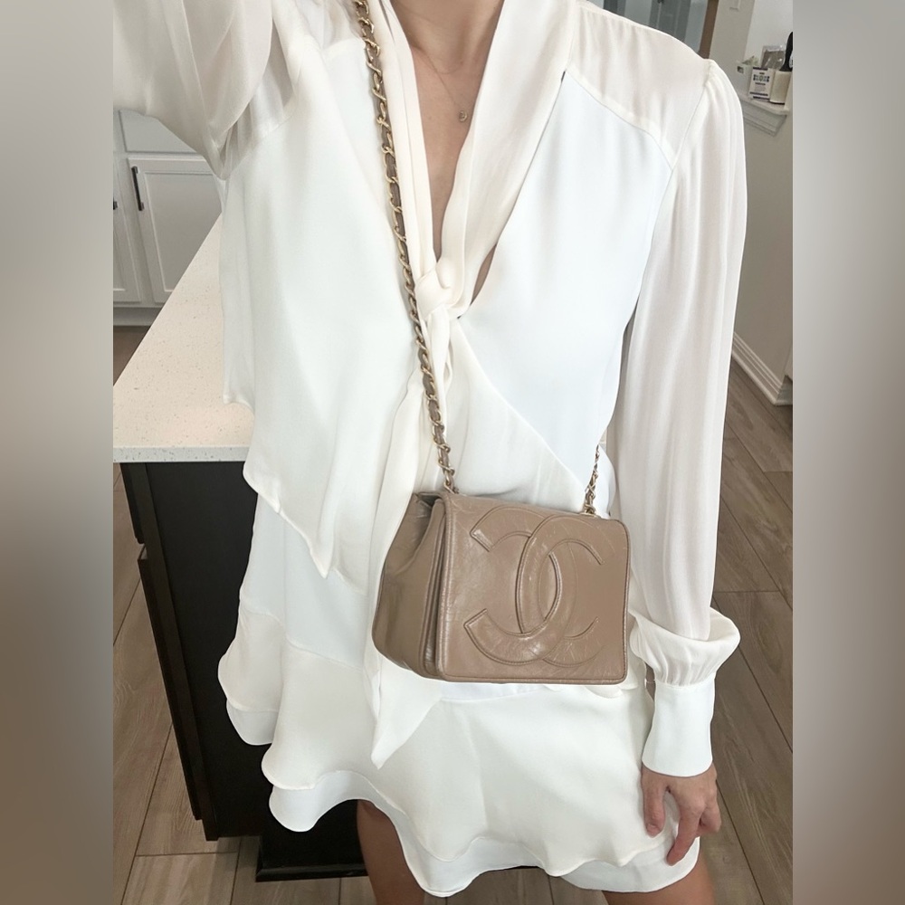 Auth CHANEL Vintage Taupe 24K CC Mania Mini Single Flap Bag